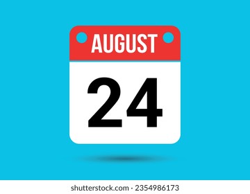 August 24 Calendar Date Flat Icon Day 24 Vector Illustration