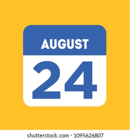 August 24 calendar date reminder icon. Holiday, wedding, birthday element. Important event. Specific number of the month