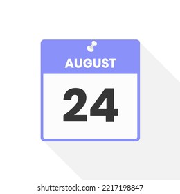 August 24 calendar icon. Date,  Month calendar icon vector illustration