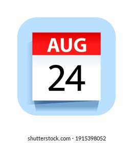 August 24. Calendar Icon. Vector Illustration.