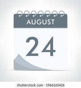 August 24 Calendar Icon Vector Illustration. Gray calendar.