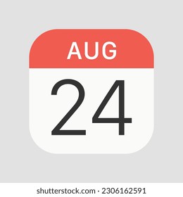 August 24 icon isolated on background. Calendar symbol modern, simple, vector, icon for website design, mobile app, ui. Vector Illustration