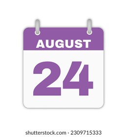 August 24th calendar leaf. August 24 calendar icon calendar page vector illustration