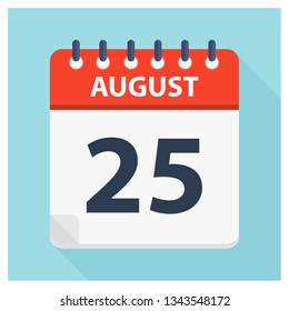 August 25 -  Calendar Icon - Calendar design template - Business vector illustration.