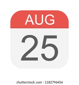 August 25 - Calendar Icon - Vector Illustration