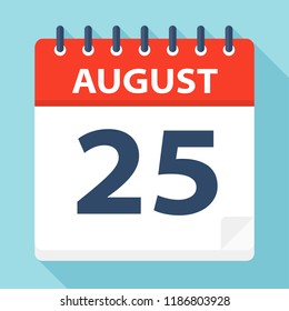 August 25 - Calendar Icon - Vector Illustration