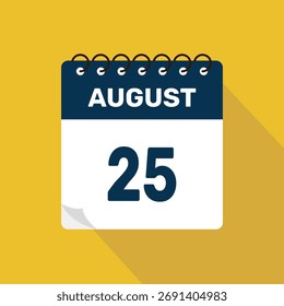 august 25 calendar icon vector illustration with design