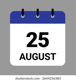 AUGUST 25 - Daily Calendar Icon - White Background