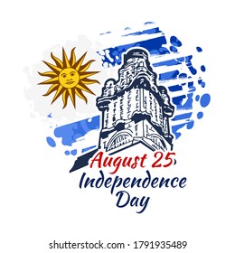 August 25, Independence day of Uruguay vector illustration. Suitable for greeting card, poster and banner. 