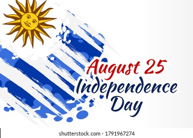 August 25, Independence day of Uruguay vector illustration. Suitable for greeting card, poster and banner. 