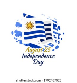 August 25, Independence day of Uruguay vector illustration. Suitable for greeting card, poster and banner. 