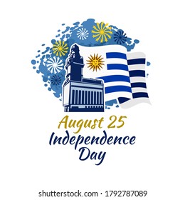 25 de agosto, Día de la Independencia de Uruguay ilustración vectorial. Adecuado para tarjetas de felicitación, afiches y banner. 