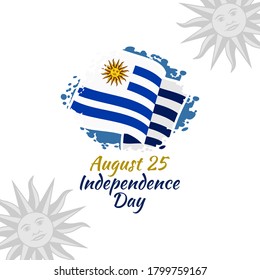 25 de agosto, Día de la Independencia de Uruguay ilustración vectorial. Adecuado para tarjetas de felicitación, afiches y banner. 