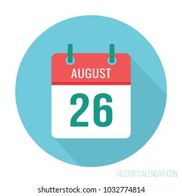 August 26 calendar flat icon