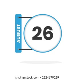 August 26 calendar icon. Date,  Month calendar icon vector illustration