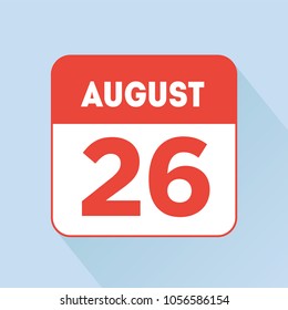 August 26 calendar icon red flat. Women's Day in the United States. Deadline reminder