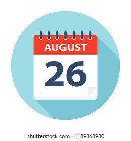 August 26 - Calendar Icon - Vector Illustration