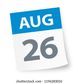 August 26 - Calendar Icon - Vector Illustration