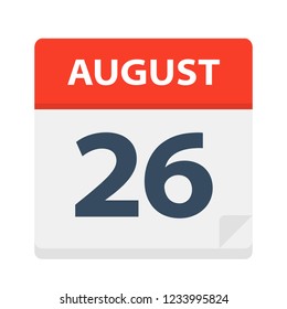 August 26 Calendar Icon Vector Illustration Stock Vector (Royalty Free ...