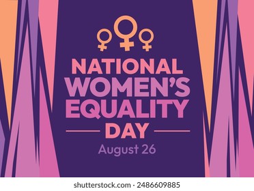 August 26 is celebrated as National Women's Equality Day every year in the US, editable vector shape background