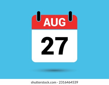 August 27 Calendar Date Flat Icon Day 27 Vector Illustration svg