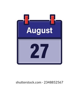 August 27, Calendar icon. Day, month. Meeting appointment time. Event schedule date. Flat vector illustration. svg