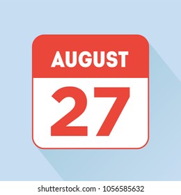 August 27 calendar icon red flat. The Day of Russian Cinema. Deadline reminder svg
