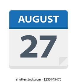 August 27 - Calendar Icon - Vector Illustration