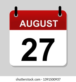 August 27 , calendar icon vector illustrstion