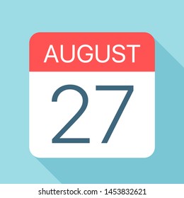 August 27 - Calendar Icon - Vector Illustration