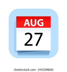 August 27. Calendar Icon. Vector Illustration.