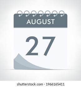August 27 Calendar Icon  Vector Illustration. Gray calendar. svg