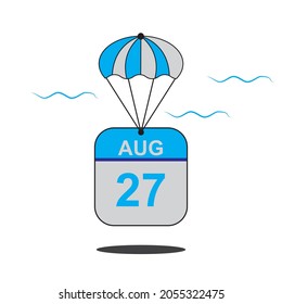 August 27 date of month calender icon with balloon in the air vector eps 10 template element