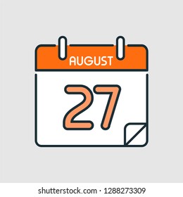 August 27. Flat icon calendar isolated on gray background. Vector illustration. svg