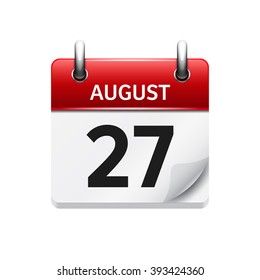 August 27. Vector flat daily calendar icon. Date and time, day, month. Holiday.