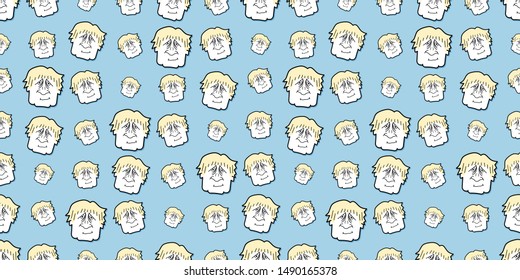 August 28 2019, Boris Johnson seamless background caricature - seamless vector background of the United Kingdom Prime Minister