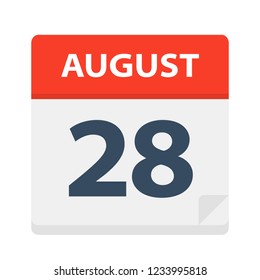 August 28 - Calendar Icon - Vector Illustration