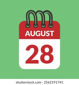 August 28 Calendar icon vector illustration.