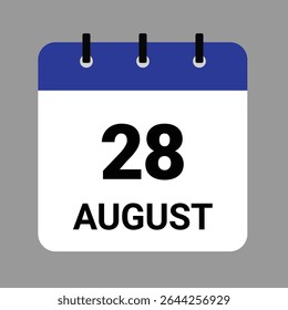 AUGUST 28 - Daily Calendar Icon - White Background