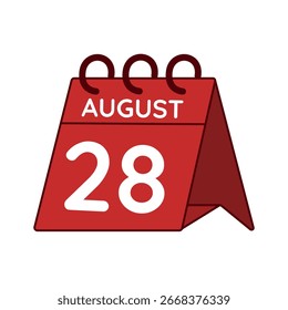 28 de agosto vetor do calendário da mesa no fundo branco
Ícone simples de calendário vermelho vetorial