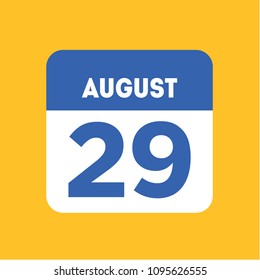 August 29 calendar date reminder icon. Holiday, wedding, birthday element. Important event. Specific number of the month