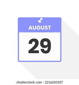 August 29 calendar icon. Date,  Month calendar icon vector illustration