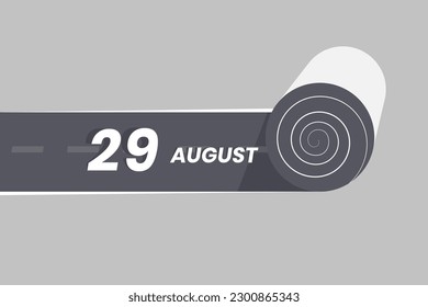 August 29 calendar icon rolling inside the road. 29 August Date Month icon vector illustrator.