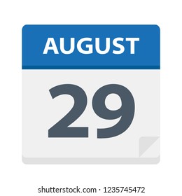 August 29 - Calendar Icon - Vector Illustration