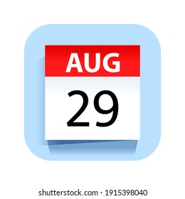 29. August. Kalendersymbol. Vektorgrafik.