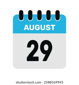 august 29 calendar icon Vector page month design illustration