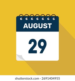 Agosto 29 Calendario Icono Ilustración vectorial con diseño