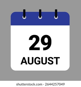 AUGUST 29 - Daily Calendar Icon - White Background