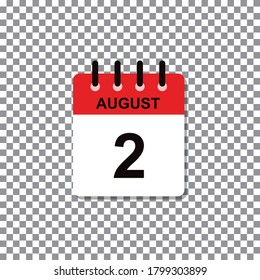 August 2nd calendar day of month, vector illustration