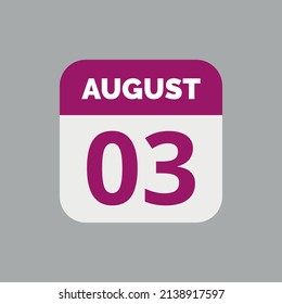3. August Kalenderdatum Symbol